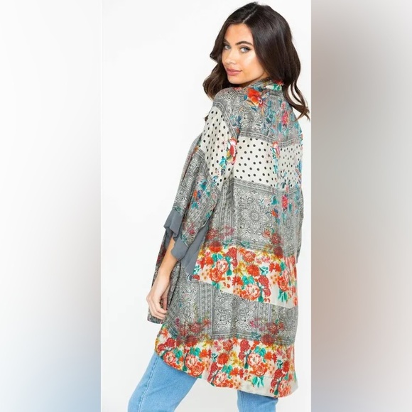 Johnny Was Ellamo embroidered floral silk mixed print cardigan size xs - Picture 2 of 9